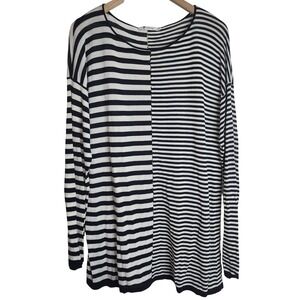 Alexander Wang Top Women's‎ Large Thin Sweater Eyelet Long Sleeve White Navy